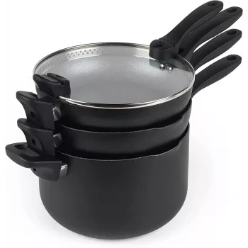 Juego de ollas Russell Hobbs RH01840EU7 – 4 piezas apilables, marmolado metálico