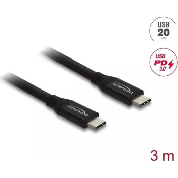 Cable coaxial USB DELOCK 20 Gbit/s con PD 3.0 60 W (modelo 81708)