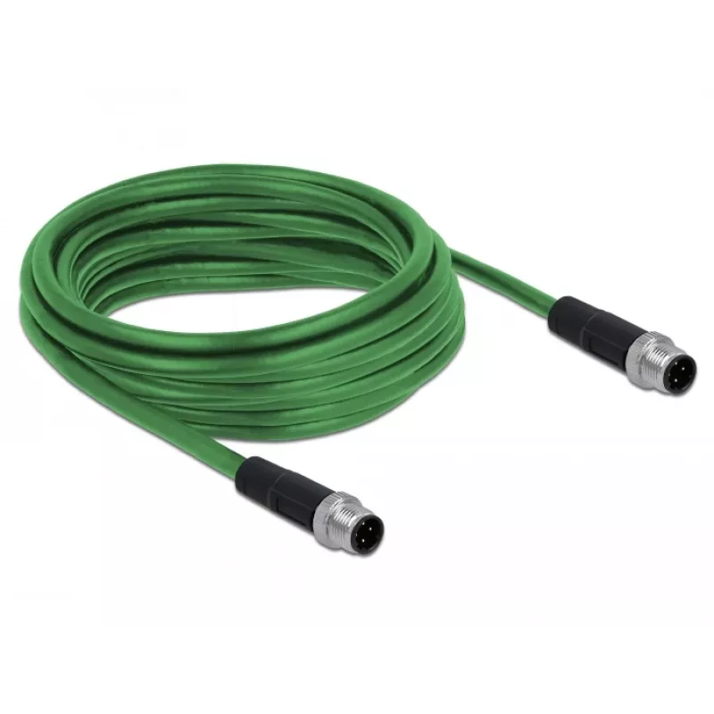 DeLOCK - Cable de red - M12 (4 polos) (M) a M12 (4 polos) (M) - 5,0 m - SF/FTP - libre de halógenos - verde (85920)