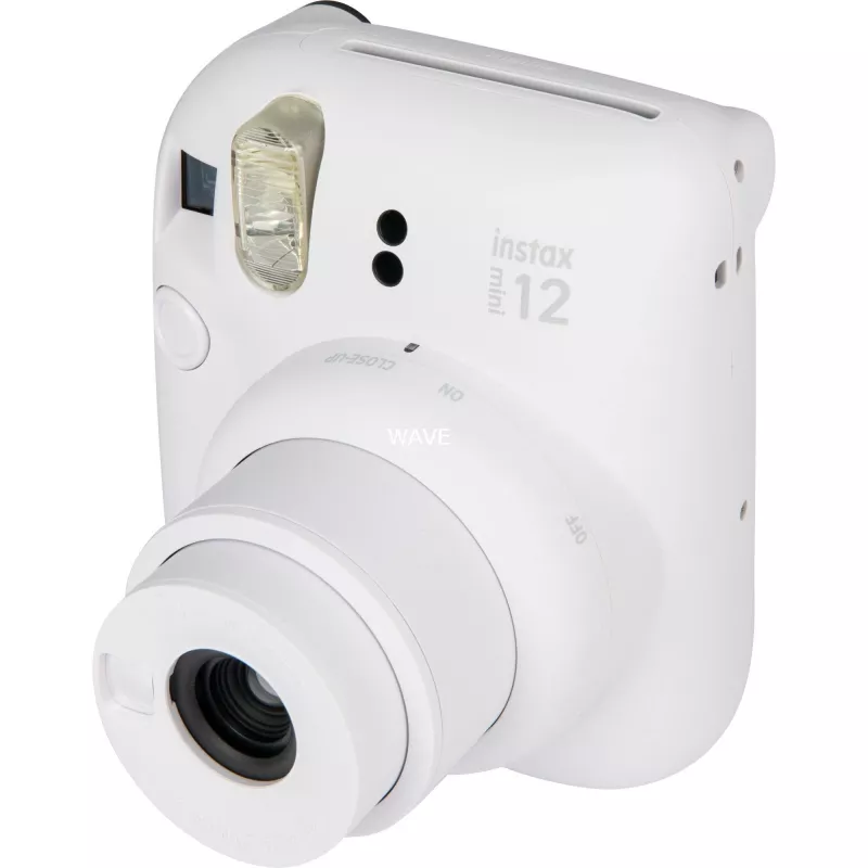 Cámara instantánea Fujifilm Instax Mini 12 Blanca — impresiones 86×54 mm, distancia focal 60 mm, pila AA