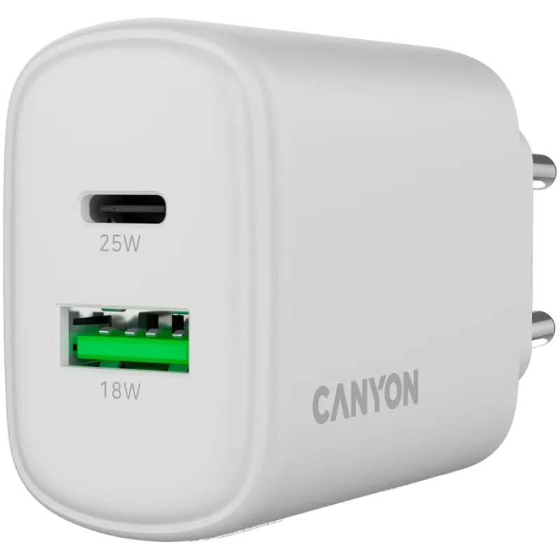 Cargador CANYON OnCharge 250 25W 1xPD 1xQC EU blanco