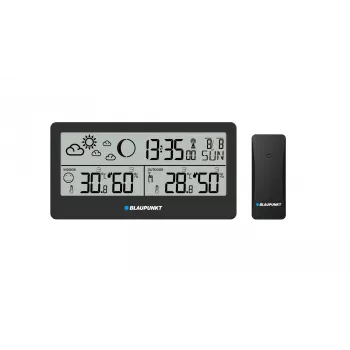 Estación meteorológica BLAUPUNKT WS20BK — pantalla de temperatura y humedad interior/exterior, negro, 1 sensor, LCD, a pilas