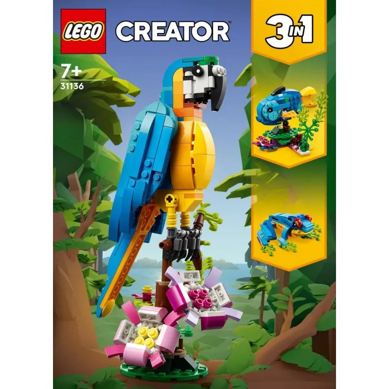 LEGO set de construcción loro exótico 31136 — modelo de exposición Creator, 253 piezas, 220×120×110 mm