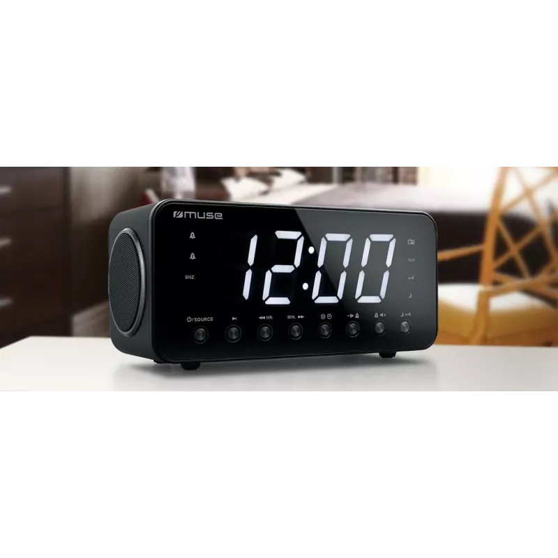 Radio despertador Muse M-192 CR — reloj digital, sintonizador FM, pantalla LED de 1,8