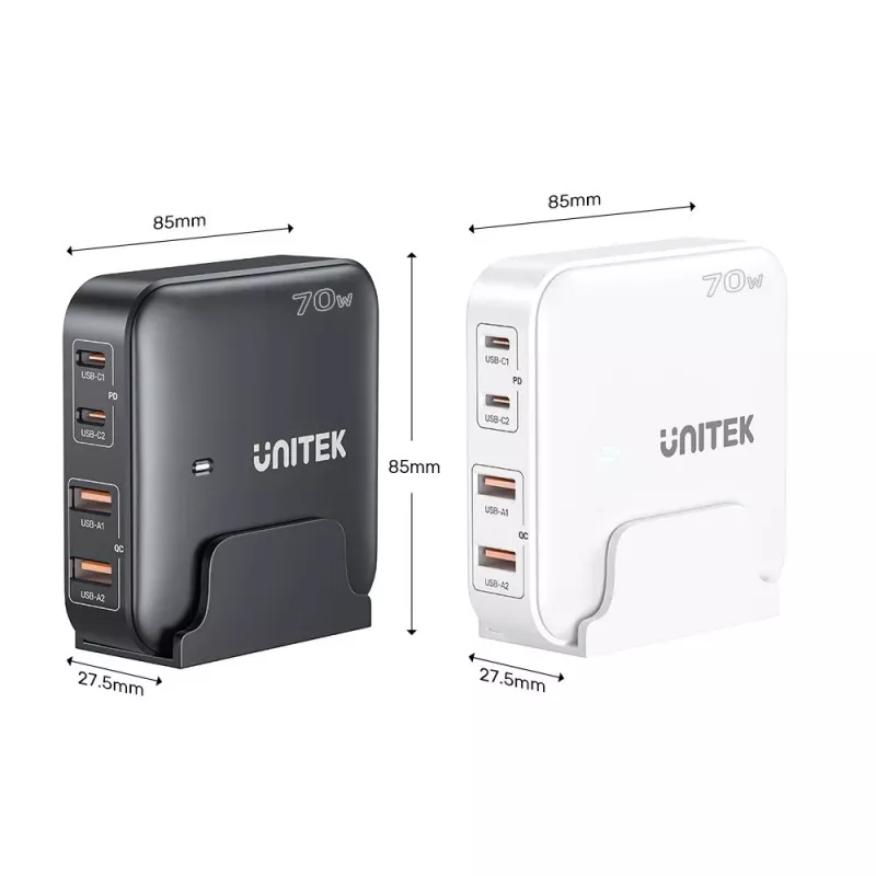 Cargador de sobremesa Unitek P1228AWH01-EU 70W 2×USB-A 2×USB-C
