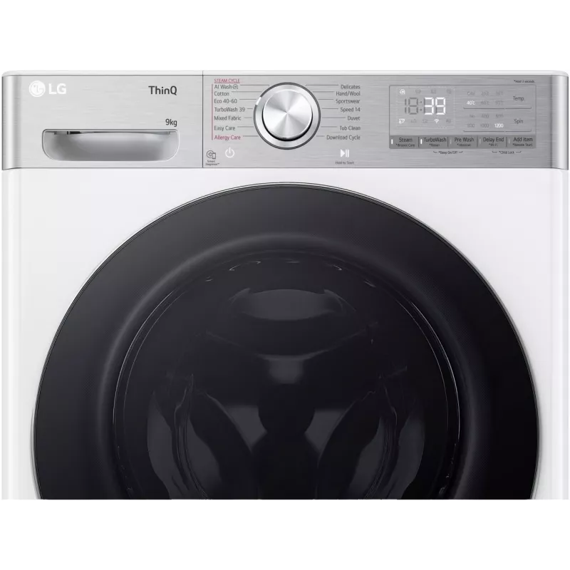 Lavadora LG F2WR909P3W, 9 kg, 47,5 cm, 1200 rpm
