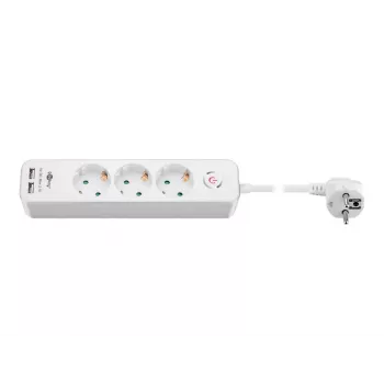 Regleta Goobay de 3 tomas con interruptor y USB, cable de 1,5 m, tipo F