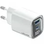 Cargador rápido GaN USB y USB-C 30W usams CC229 blanco — indicador LED, diseño compacto
