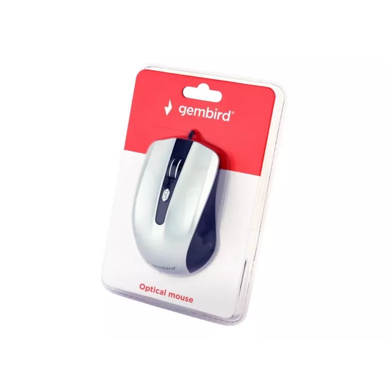 Ratón óptico ambidiestro con cable GEMBIRD MUS-4B-01-BS, USB Type-A, 1200 DPI, 4 botones, negro/plata