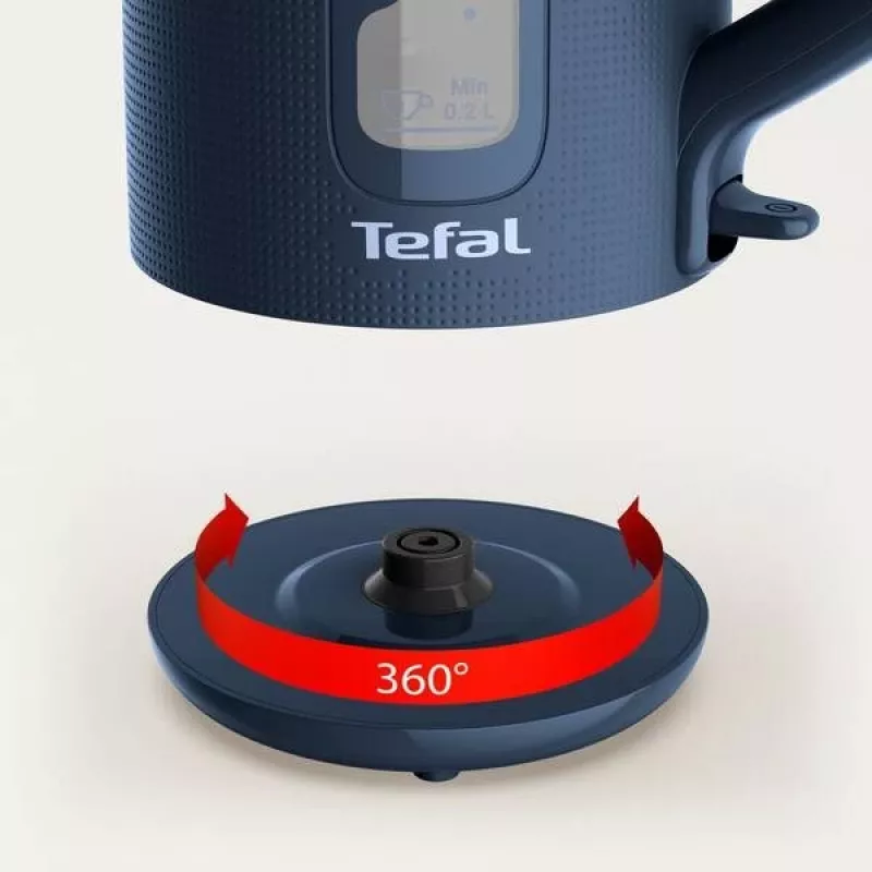 Hervidor eléctrico Tefal KO2M0410 — 1,7 L, 2400 W, azul, indicador de nivel de agua, filtro antical