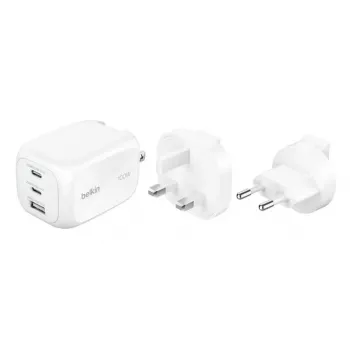 Cargador de pared Belkin BOOSTCHARGE 100W 2C1A WCH016HQWH con enchufe intercambiable