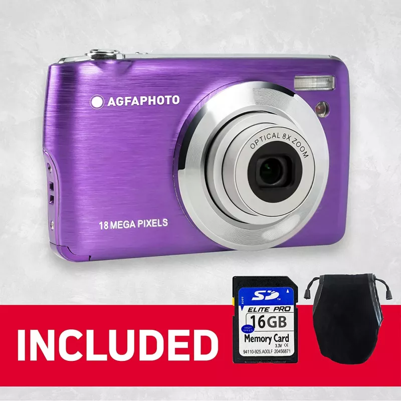 Agfa Photo DC8200 Lila + Funda + tarjeta SD 16 GB