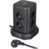 Torre de enchufes Brennenstuhl 1153560010 — 8 tomas, 2×USB-A, 1×USB-C, negro