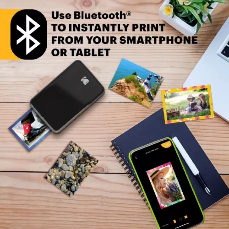 Impresora fotográfica instantánea móvil Kodak STEP Color ZINK 2x3'' 1 ppm, Bluetooth, Negro