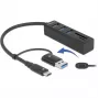 Hub USB 3.2 Gen 1 de 3 puertos + lector de tarjetas SD y Micro SD con conector USB Type-C o USB Type-A, hub USB