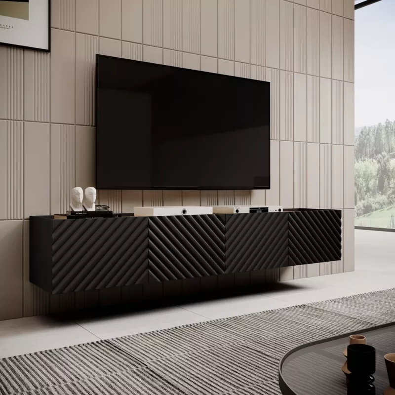 Mueble TV 4D ONDA 200x40x35-54 negro (vertical o montado en pared)