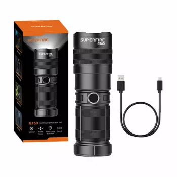 Linterna Superfire GT60, 2600 lm, linterna de mano recargable por USB-C