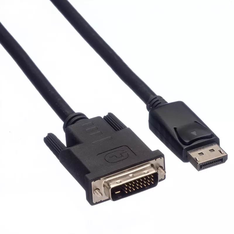 Roline - cable de vídeo - DisplayPort (M) a DVI-D (M) - 2 m - tornillos cautivos - negro