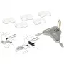 Set de bloqueadores de puerto USB para conector hembra USB-A, cerradura de inserción Blanco/Plata, 5x bloqueadores de puerto USB, 2x llaves