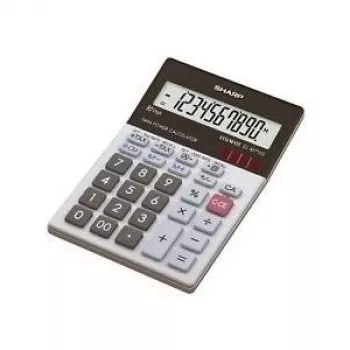 Calculadora de sobremesa Sharp EL-M711GGY plateada con alimentación solar calculadora de sobremesa sencilla con pantalla inclinada