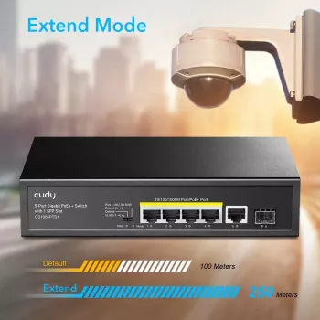 Switch de red Cudy GS1005PTS1 Gigabit Ethernet (10/100/1000) Power over Ethernet (PoE) negro