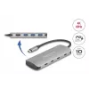 Hub USB-C DELOCK 64323 — host USB 3.2 Gen 2 Type-C, HDMI + 2× USB-A + 2× USB-C, 10 Gbit/s, gris