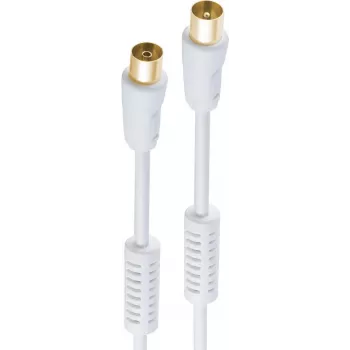 shiverpeaks ®-BASIC-S--Cable de conexión de antena, 100% apantallado, contactos dorados, filtro de corriente de malla, 100 dB, blanco, 1,0 m (BS80202-128-G)