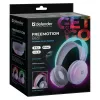 Defender FreeMotion B651 63651 auriculares inalámbricos supraaurales, Bluetooth 5.3, retroiluminación RGB, 20–20000 Hz, 105 dB, USB-C, AUX, blancos
