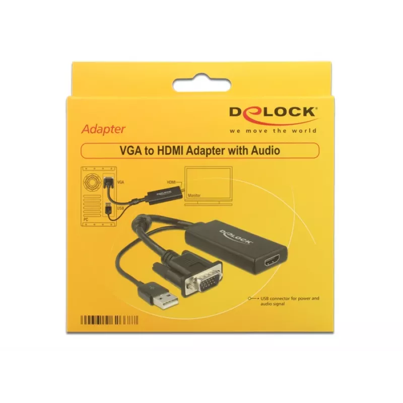 Cable DeLOCK 0,25 m VGA+USB2.0-A/HDMI