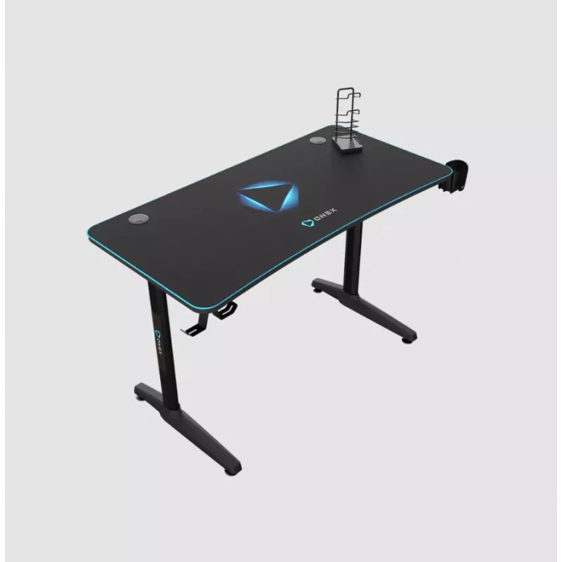 Mesa gaming Onex GD1200H — tablero de 1200 mm con portavasos y gancho para auriculares