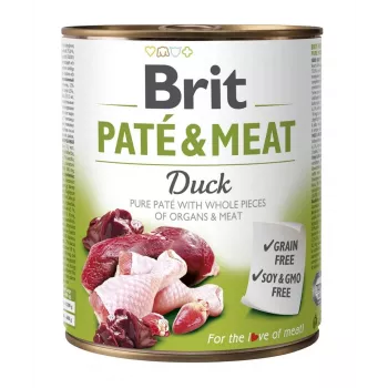 BRIT Paté & Meat con pato - Comida húmeda para perros - 800g