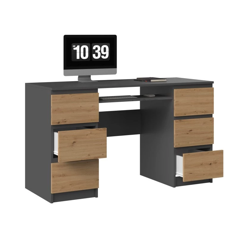 Tablero de mesa de ordenador e shop KUBA ANTR/ART, recto, rectangular, de aglomerado, 1300×510×760 mm, color roble