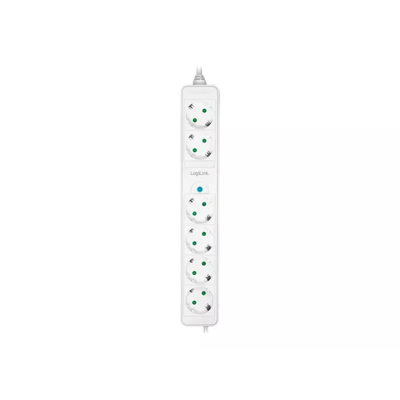 Extensión de alimentación LogiLink LPS271 1.5m 6 Tomas de CA Interior Blanco