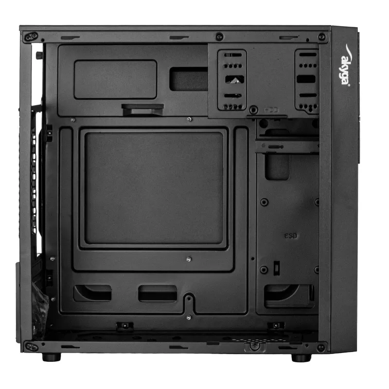 Akyga AK19BK caja para PC micro-torre, Micro-ATX / Mini-ITX, USB-C + USB 3.0 + 2x USB 2.0, sin fuente de alimentación, negro