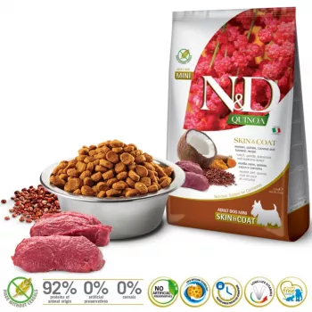 FARMINA N&D Quinoa Dog Skin&Coat jabalí, coco Adult Mini - Pienso para perros - 2,5 kg