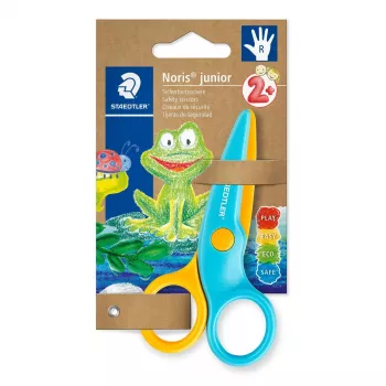 Tijeras Staedtler Noris Junior corte recto azul amarillo 100 mm