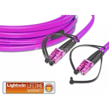 Lightwin cable de conexión de fibra óptica dúplex plano de alta calidad, MM OM4, LC - LC cable de conexión de fibra óptica (LDP-50 LC-LC 50.0 OM4 FD)