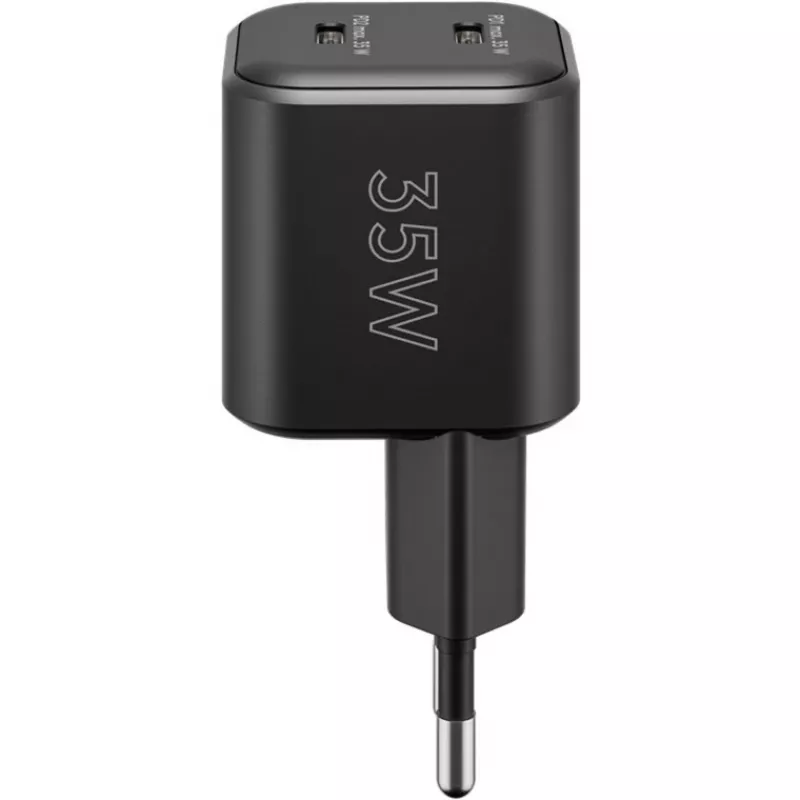 Cargador de pared GOOBAY 75333 — cargador universal AC-USB-C para interiores, 2x USB-C, 35 W, negro
