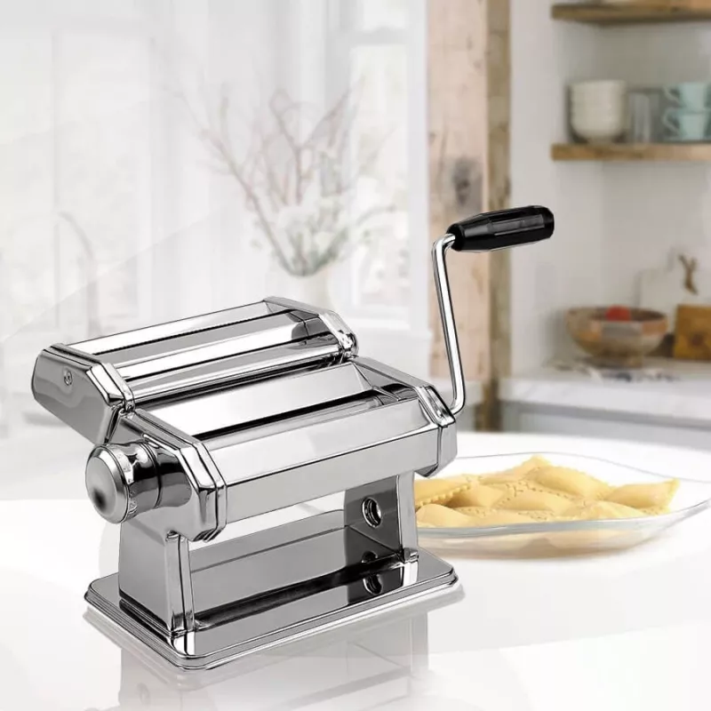 Máquina de pasta manual Maestro MR-1679 – acero inoxidable, amasador manual, desmontable, piezas intercambiables