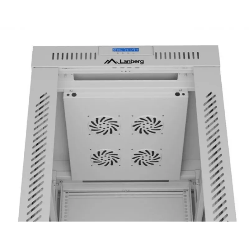 Lanberg FF01-6842-12SL armario rack de suelo de 19" 42U 600x800x2122 mm, puerta de cristal, LCD, flat pack, 1200 kg, IP20, gris