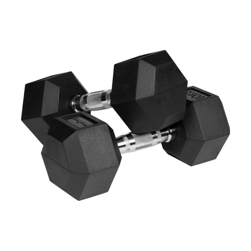 Mancuernas de hierro fundido con recubrimiento de goma HEX 2x10 kg REBEL ACTIVE