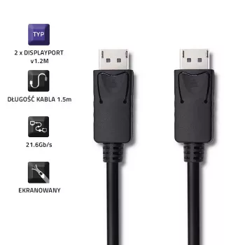 Conector macho DisplayPort v1.2, 4K, 1,5 m