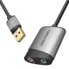 Vention tarjeta de sonido externa USB 0,15M gris metal tipo
