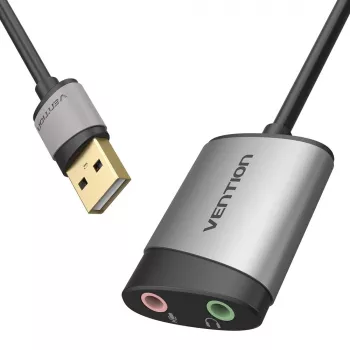 Vention tarjeta de sonido externa USB 0,15M gris metal tipo