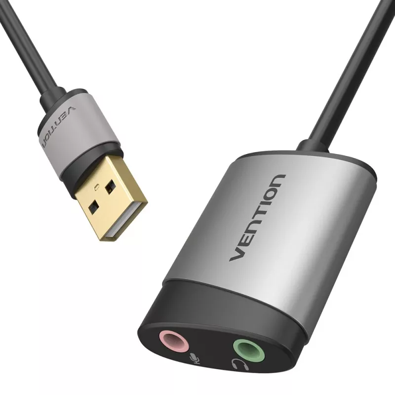 Vention tarjeta de sonido externa USB 0,15M gris metal tipo