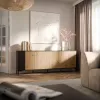 Cómoda cama meble MERCI 200 x 40 x 74 cm — negro/roble artisan, aglomerado