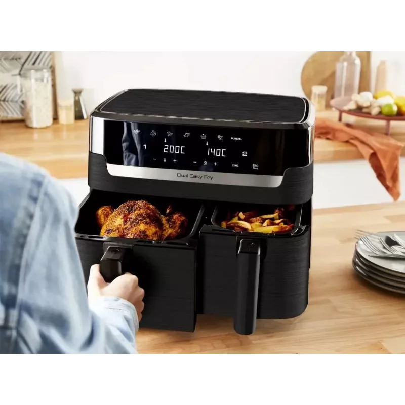 Freidora de aire Tefal Easy Fry EY901N Double 8,3 L Aparato independiente 2700 W Negra