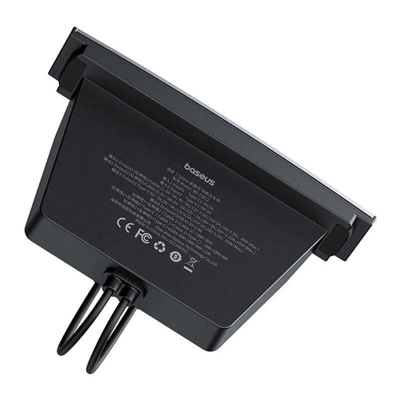 Hub Baseus T-Space con cables USB-C a Lightning para vehículos Tesla (negro)