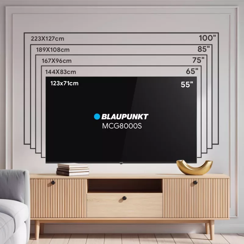 Blaupunkt Mini TV LED | 55MCG8000S | 55 pulgadas | Smart TV | Google TV | Negro