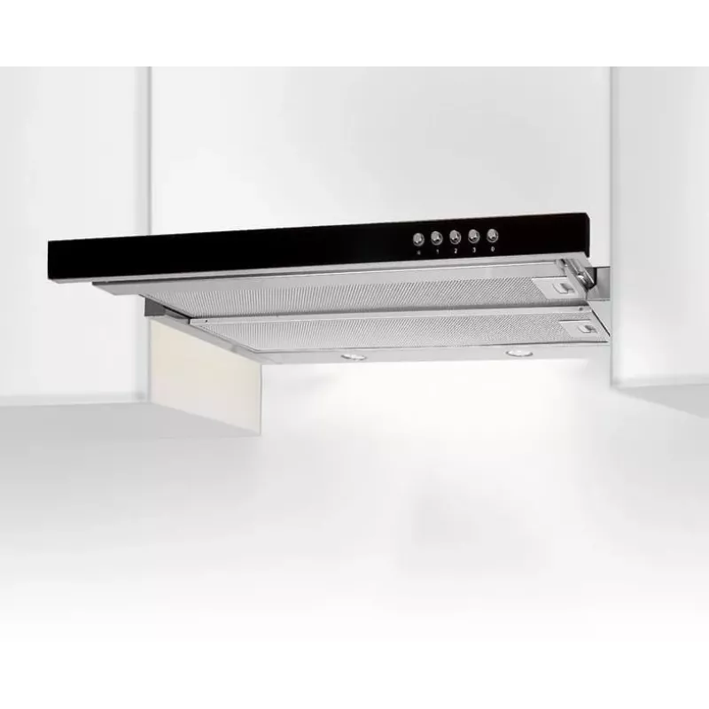 Campana extractora de encimera Akpo WK-7 Light Glass 50 acero inoxidable, negra